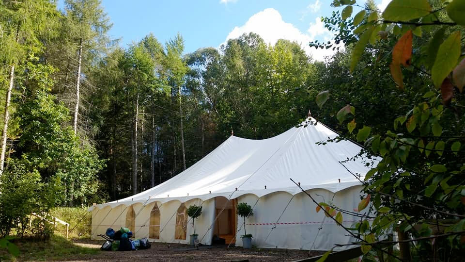 The marquee at the woodland retreat